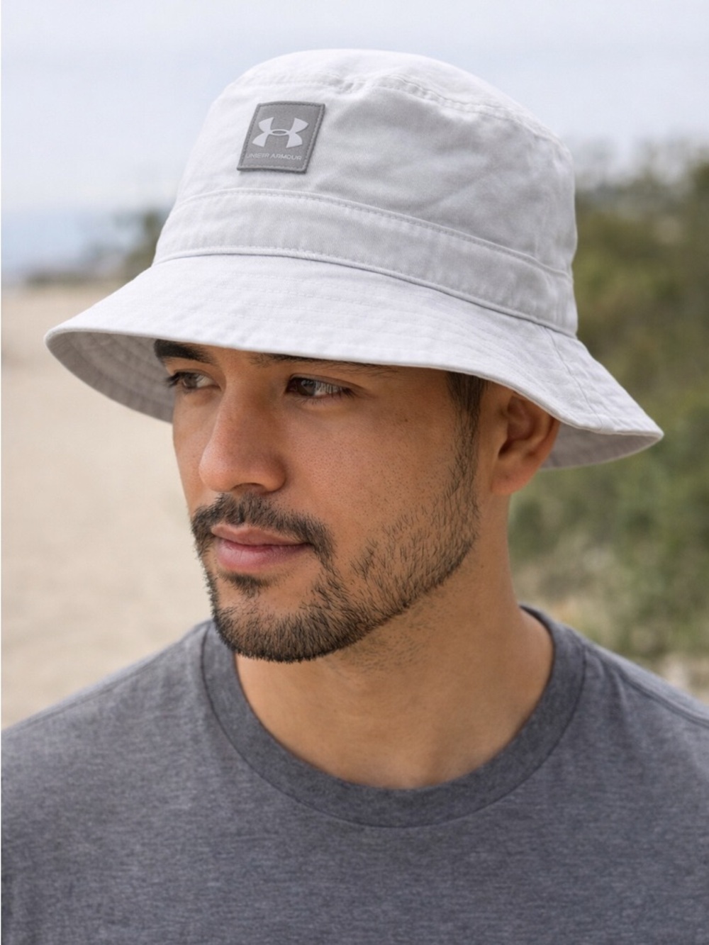 Under Armour White Bucket Hat L/XL UA Logo Men’s NWT Streetwear - Picture 2 of 8